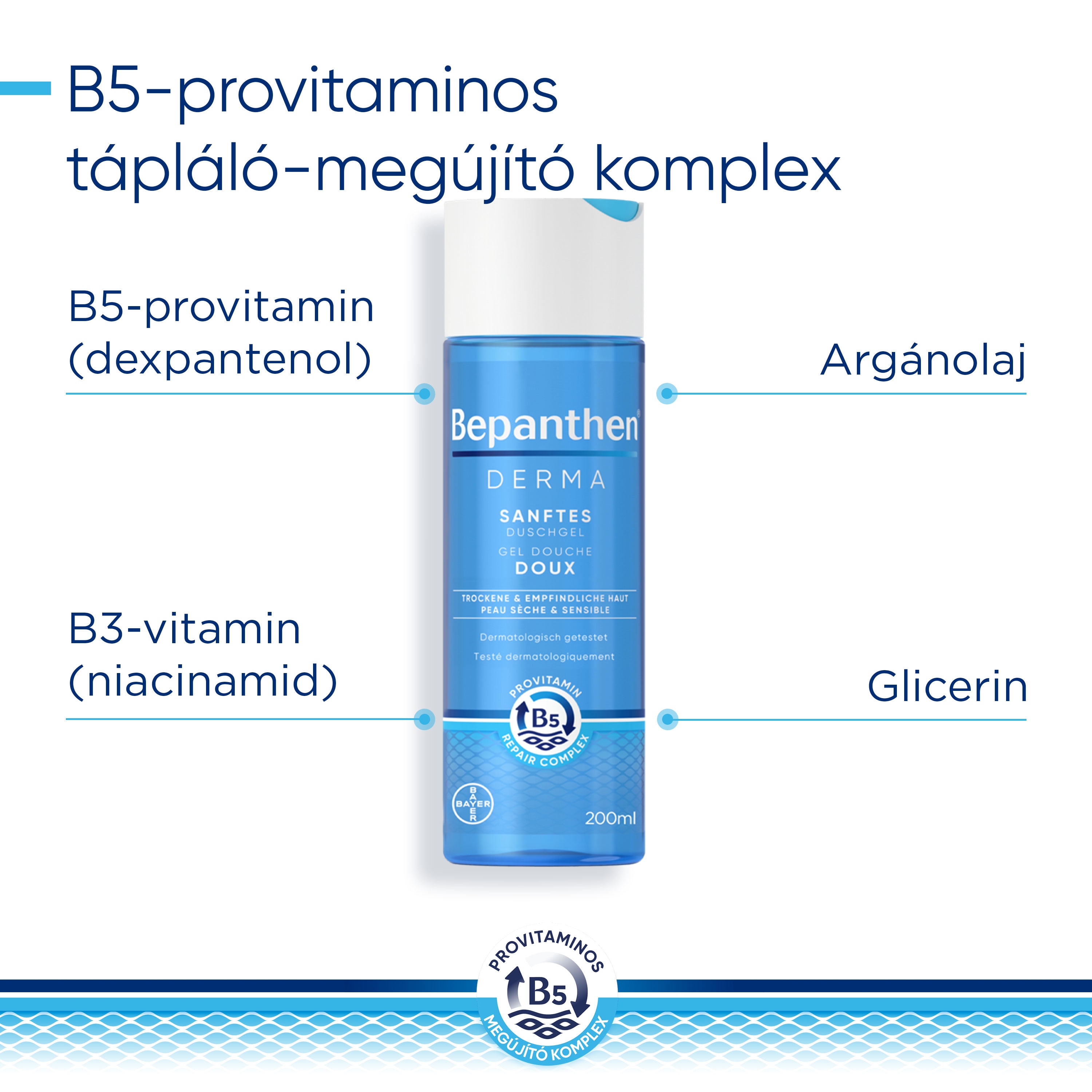 Bőrkímélő tusfürdő gél 200ml