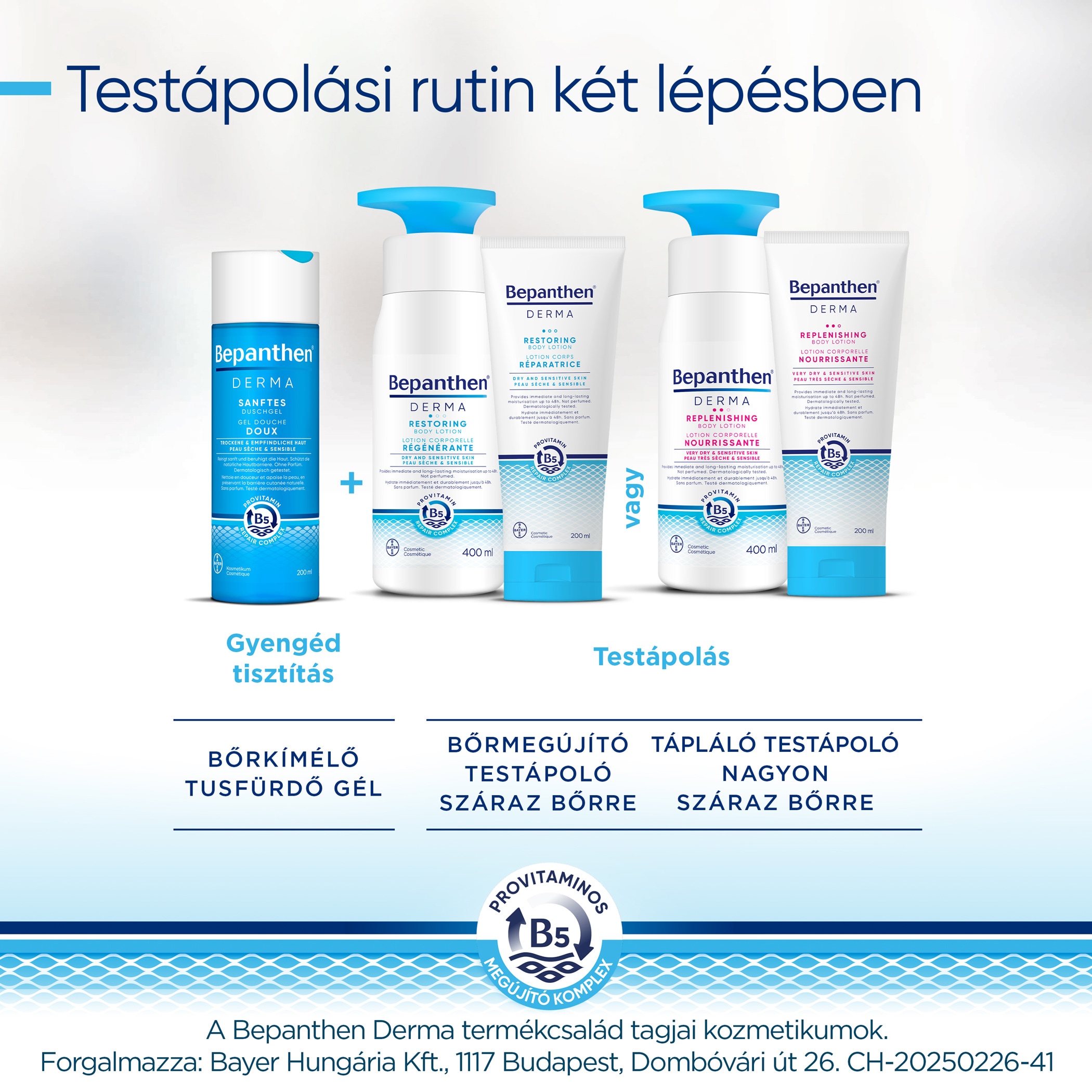 Bepanthen Derma Bőrmegújító testápoló 400ml