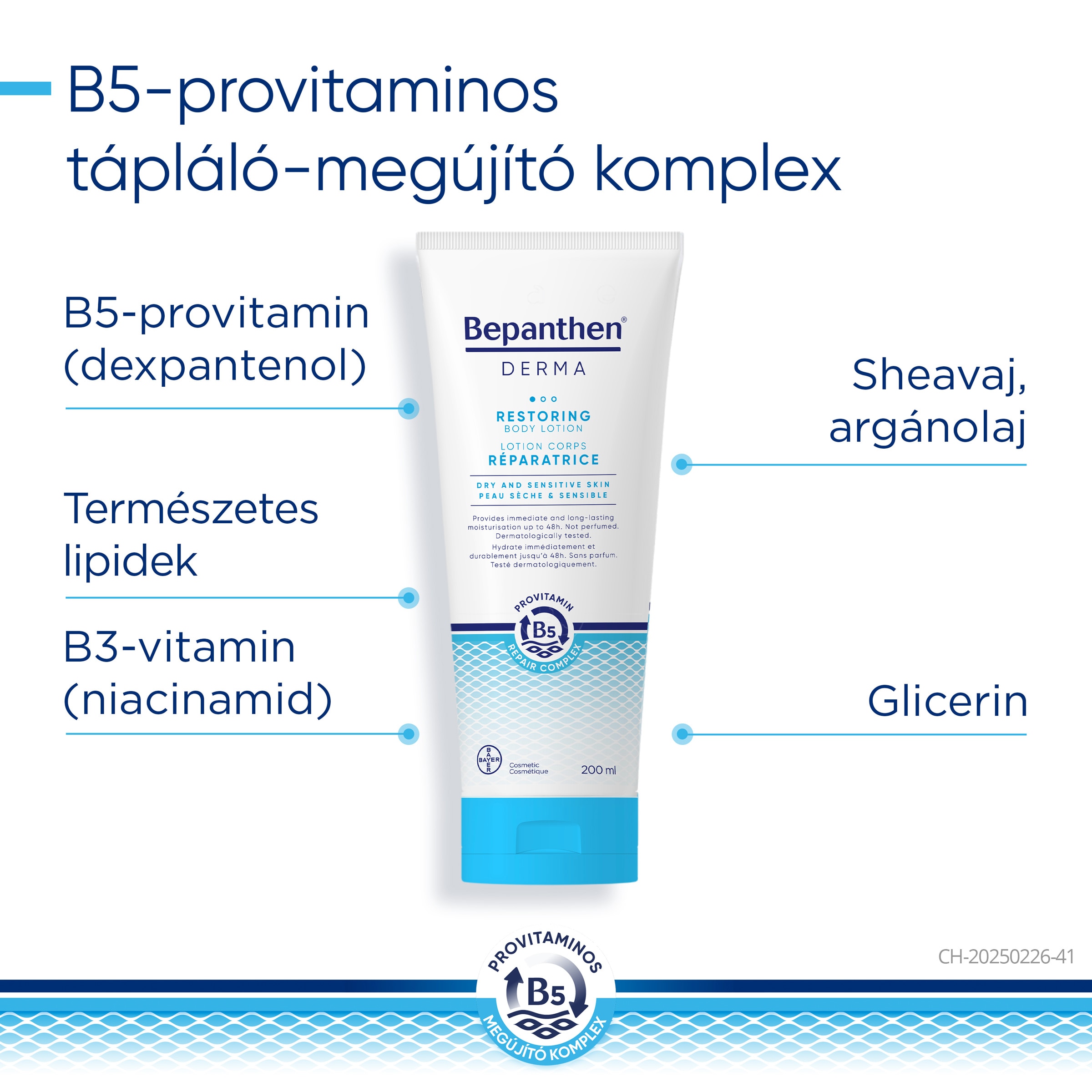 Bepanthen Derma Bőrmegújító testápoló 200ml